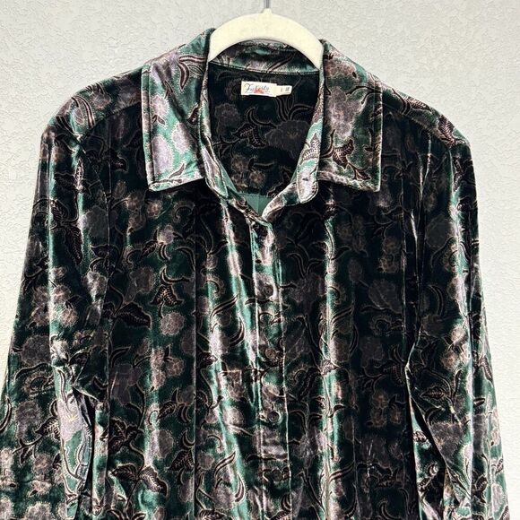 Faherty Shirt Large Stretch Silk Velvet Genevieve Shirt Pine Blossom Floral $188 - Picture 4 of 8